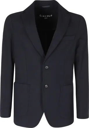 Circolo 1901 Blue Single-Breasted Fleece Cotton-Blend Blazer