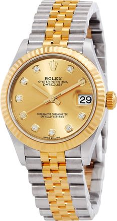 Rolex Datejust 31 Champagne Diamond Dial Automatic Ladies Steel and 18kt Yellow Gold Jubilee Watch 278273CDJ