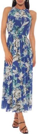 OLEG CASSINI Floral Print Sleeveless Maxi Dress in Blue Multi at Nordstrom Rack, Size X-Large