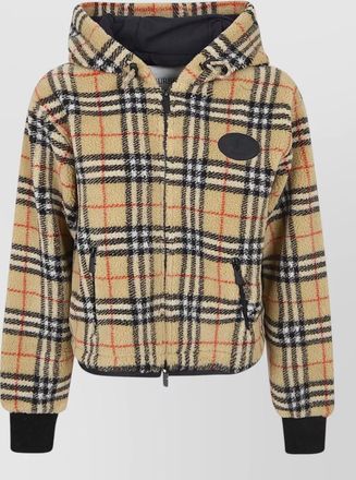 Burberry fiona hooded check jacket elastic cuffs