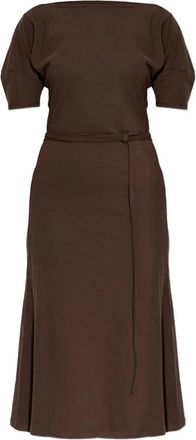 Christophe Lemaire Off Shoulder Jurk - Dames - Casual kleedjes - Bruin - S - Kleedjes