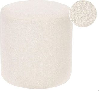 Beliani Beliani - Puf Moderno Redondo Escabel Boucl&eacute; Tela Dormitorio Sala De Estar Reposapi&eacute;s Blanco Moab