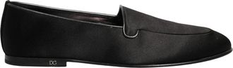 Dolce & Gabbana Satijnen Logo Slip-On Loafers - Heren - Loafers - Zwart - 44 EU - Satijn - Schoenen