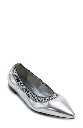 Karl Lagerfeld Vinette Pointed Toe Flat in Silver at Nordstrom, Size 8.5