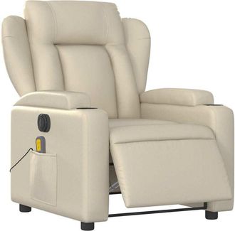 vidaXL Sillón de masaje reclinable eléctrico cuero sintético crema vidaXL