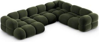 Cosmopolitan Design Sof&aacute; esquinero panor&aacute;mico derecho 5 plazas terciopelo verde