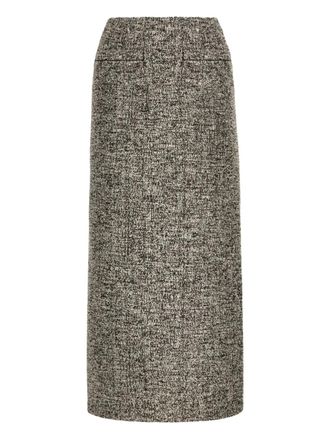 Oscar De La Renta tweed pencil maxi skirt - Black