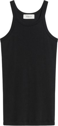 Sportmax Zwarte Geribbelde Haltertop - Dames - Tops zonder mouwen - Zwart - M - Katoen - Tops