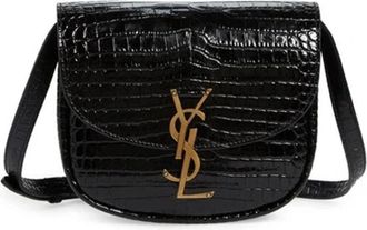 Saint Laurent Kaia Croco Schoudertas - Dames - Schoudertassen - Zwart - ONE Size - Leer - Tassen
