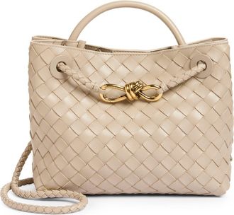 Bottega Veneta Small Andiamo Intrecciato Shoulder Bag in 9616 Ecru-Muse Brass-Ecru at Nordstrom