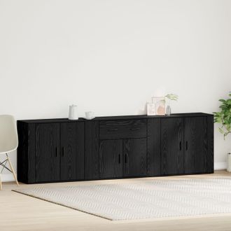 Berkfield Home Sideboards 3 pcs Black Oak Engineered Wood