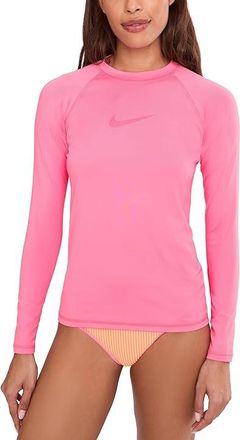 Nike Dri-FIT UV Long Sleeve Hydroguard Womens Swimwear Pink Glow : XS, Polyester/Spandex