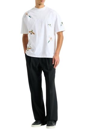 Balmain Embroidered Balmain Insect T-shirt in White at Nordstrom, Size Xxx-Large