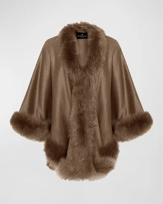 Gorski Cashmere Cape With Toscana Shearling Lamb Trim