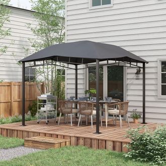 OUTSUNNY 3x3 m Outdoor Patio Gazebo Pavilion Canopy Tent Steel Frame Grey