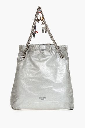 Balenciaga Borsa a Sacca in Pelle Laminata con Tracollla a Catena Balenciaga