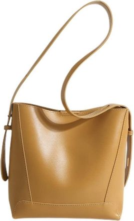 Generic Large Hobo Shoulder Bag for Women Vegan Leather Crossbody Bucket Purse Fashion Shoulder Bag Ladies Handbag Totes (Yellow)