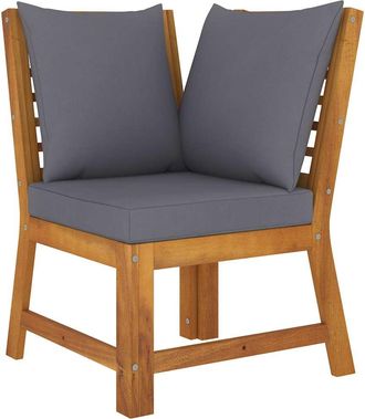 vidaXL Sof&aacute; De Esquina Madera Maciza De Acacia Con Cojines Gris Oscuro Vidaxl