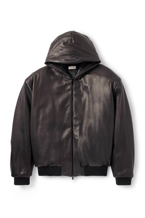 Fear of God Padded Leather Hooded Bomber Jacket