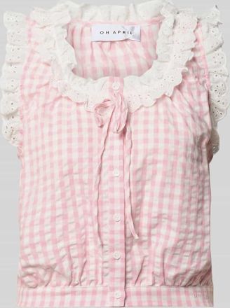 Oh April Cropped Blusentop mit R&uuml;schen Modell Sona in Rosa, Gr&ouml;&szlig;e XL