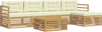 vidaXL Conjunto De Sof&aacute;s De Exterior 6 Uds. Blanco Y Crema Poli&eacute;ster Vidaxl