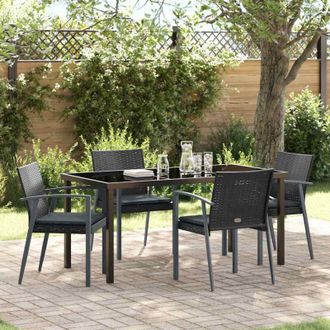 vidaXL Conjunto De Comedor De Jard&iacute;n 5 Pcs Negro Polirat&aacute;n Vidaxl