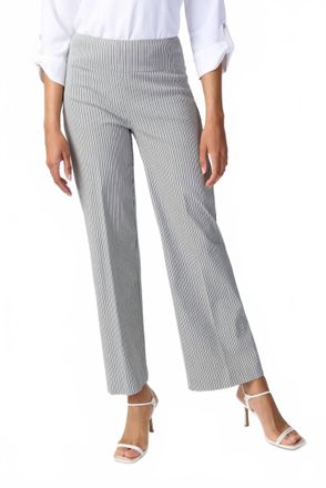 Joseph Ribkoff Vertical Striped Wide Leg Pants In White/black