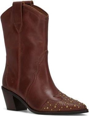 Frye Sara Studded Wingtip Western Boot in Saddle at Nordstrom Rack, Size 9.5