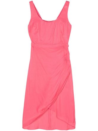A|X Armani Exchange wrap-skirt midi twill dress - women - Polyester/Viscose - 10 - Pink