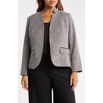 Kasper Cutout Collar Blazer in Black/vanilla Ice at Nordstrom, Size 1X