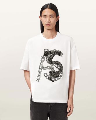 AllSaints Cotton Scale Cropped Graphic T-Shirt, Size: XXL
