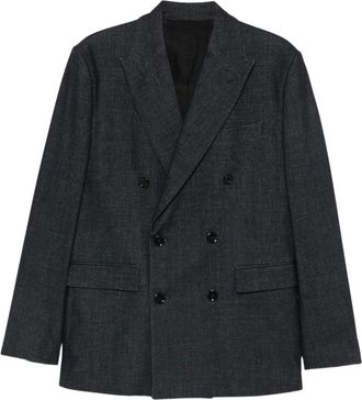 Dondup Blazer doppiopetto regular fit in cotone dal tocco caldo - - Jackets - Uomo - Grigio - L