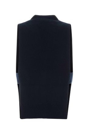 Miu Miu Womens Midnight Blue Cashmere Vest Bleu Exterior: Maglieria