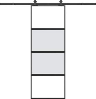 vidaXL Vidaxl - Puerta Corredera Set Herrajes Vidrio Templado Aluminio 76x205cm