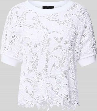 Monari Strickshirt aus Spitze mit Rundhalsausschnitt in Ecru, Gr&ouml;&szlig;e 34