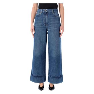 Valentino Garavani Wide Jeans, female, Blue, Size: W26 Denim Trousers