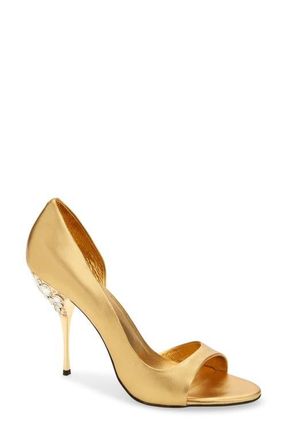 Jeffrey Campbell Alluria Crystal Heel Sandal in Gold Combo at Nordstrom, Size 7.5