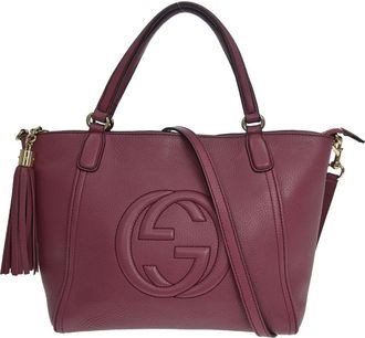 Gucci Soho Convertible Top Handle Leather Purple Leather Handbag (Pre-Owned)
