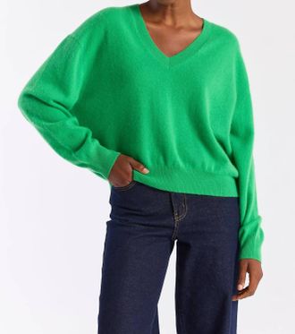 Brodie Hailey V-Neck Sweater In Spring Green