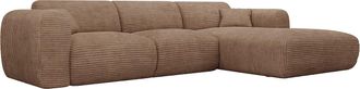 Vente-Unique Gran sof&aacute; cama rinconera derecha expr&eacute;s de pana topo - Colch&oacute;n de 13 cm viscoel&aacute;stico POGNI