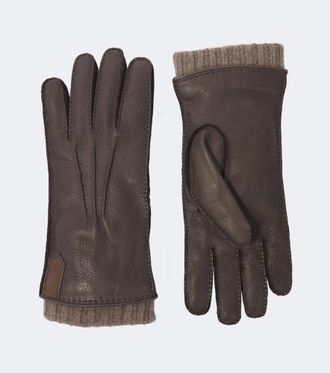 Canali Cashmere-trimmed leather gloves
