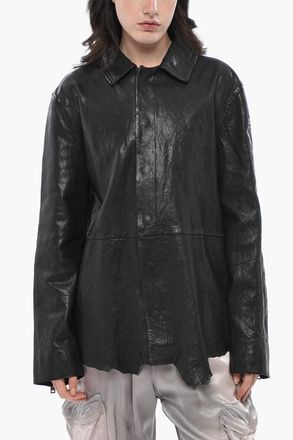 Diesel Leather Overshirt L-MELL With Vintage-Effect Hem Diesel