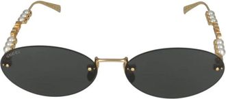 Gucci Sunglasses, female, Yellow, Size: 62 MM Oval Frame Sunglasses