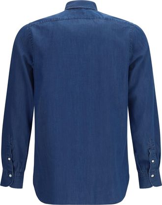 Finamore Mens Napoli Shirt Indigo Blu Cotton