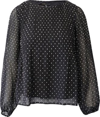 Maje Polka Dot Long Sleeve Blouse in Black Polyester