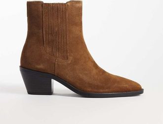 Mango stivaletto cowboy corto in pelle marrone