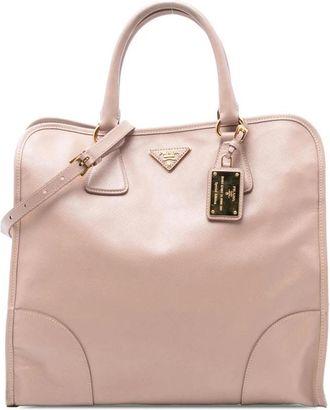 Prada Pre-owned Handbags, female, Pink, Size: ONE SIZE Pre-owned Structured Leather Satchel