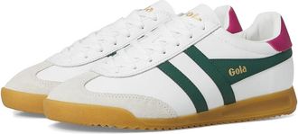 Gola Torpedo Leather Womens Shoes White/Evergreen/Fuchsia : 9.5 B - Medium