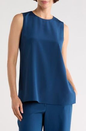 Lafayette 148 New York Adela Sleeveless Stretch Silk Blouse in Lido Blue at Nordstrom Rack, Size Small