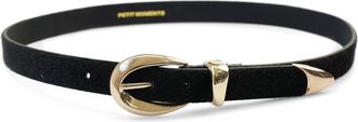 Petit Moments Marisa Leather Belt in Black/Gold at Nordstrom, Size X-Small